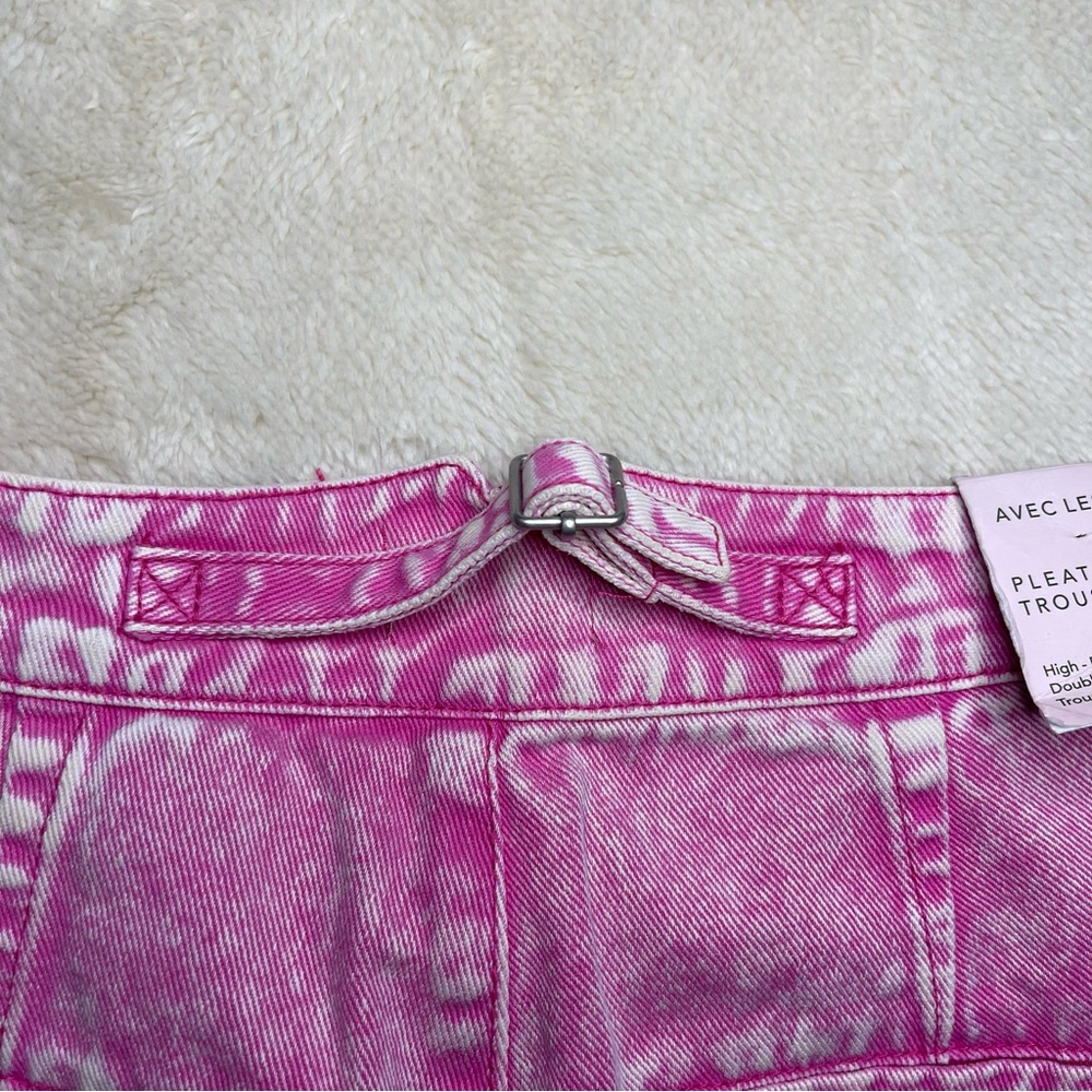 Avec Les Filles High Rise Pleated Trouser Wide Leg 90s Pink NWT Sz 29 Barbiecore - Picture 13 of 13